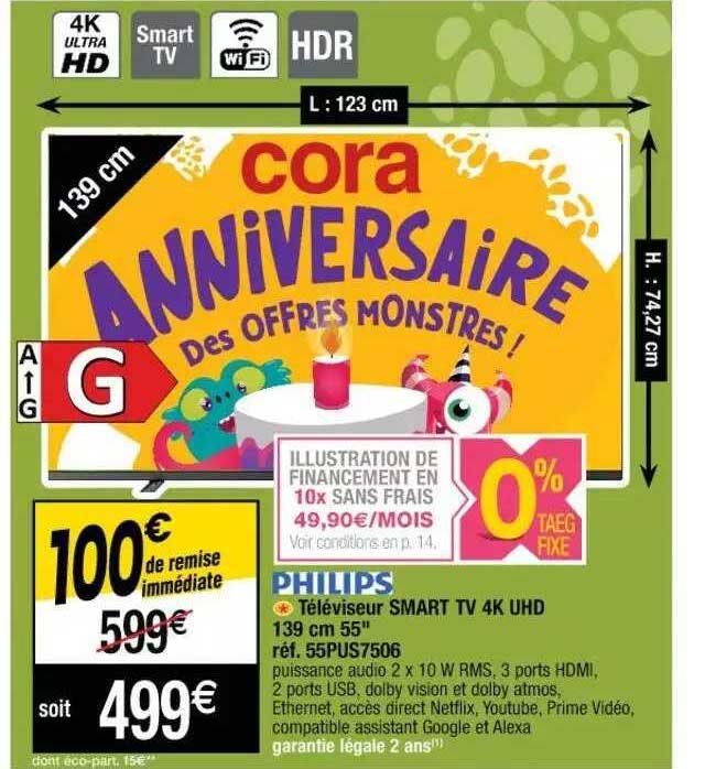 Téléviseur Smart Tv 4k Uhd 139 Cm 55" Philips