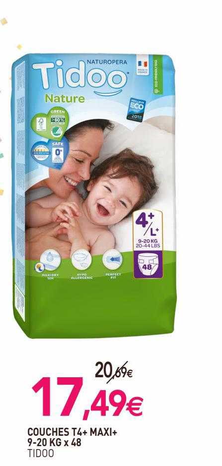 couches t4+ maxi+ 9-20 kg x 48 tidoo