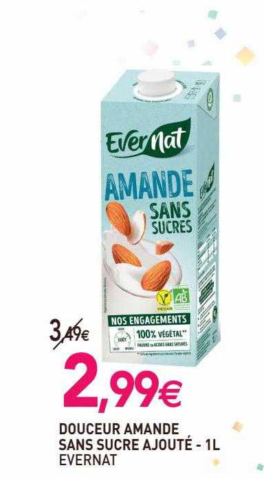 douceur amande sans sucre ajouté evernat - 1l