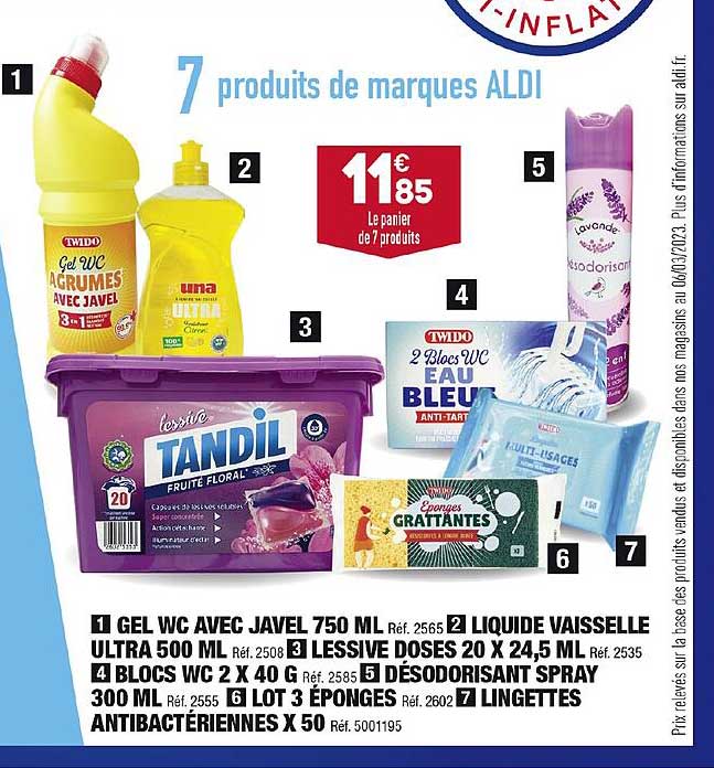Gel Wc Avec Javel 750ml, Liquide Vaisselle Ultra 500ml, Lessive Doses 20 X 24,5ml, Blocs Wc 2 X 40 G, Désodorisant Spray 300ml, Lot 3 éponges, Lingettes Antibactériennes X 50