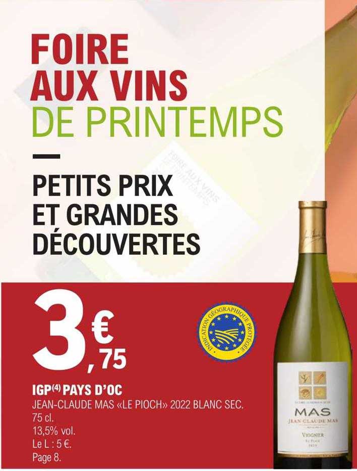 igp pays d'oc jean-claude mas «le pioch» 2022 blanc sec