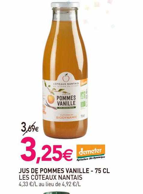 jus de pommes vanille les côteaux nantais - 75 cl