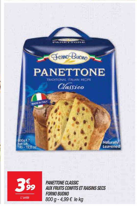 Panettone Classic Aux Fruits Confits Et Raisins Secs Forno Buono