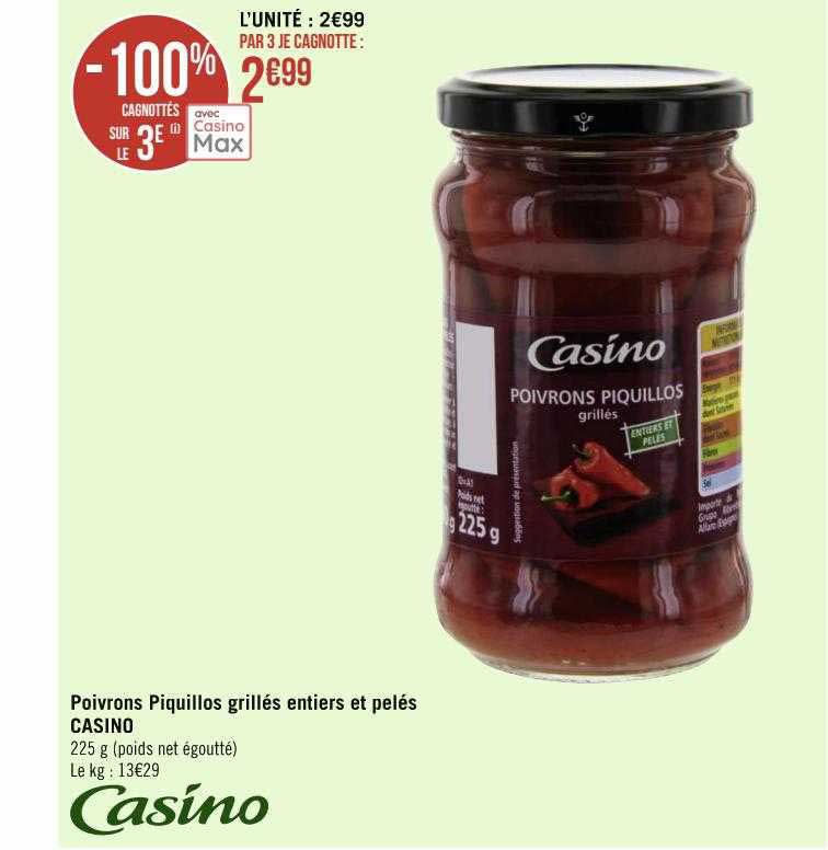 Poivrons Piquillos Grillés Entiers Et Pelés Casino