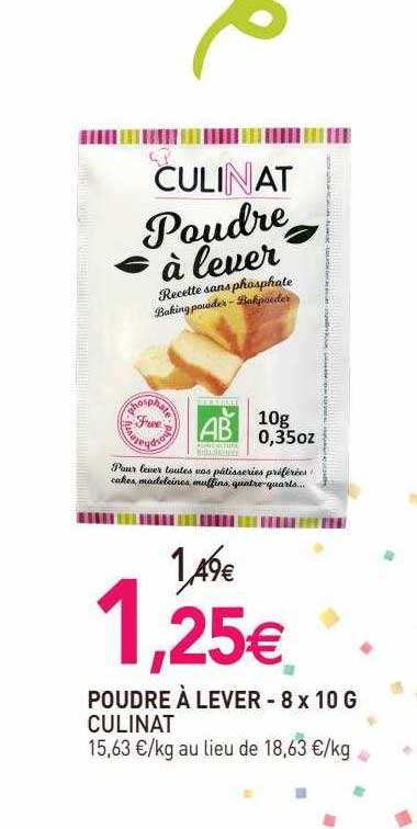 poudre à lever culinat - 8 x 10 g