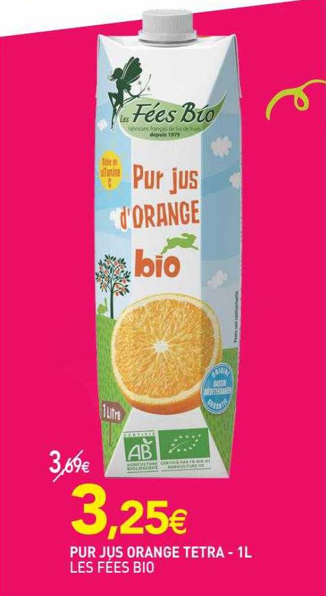 pur jus orange tetra les fées bio - 1l