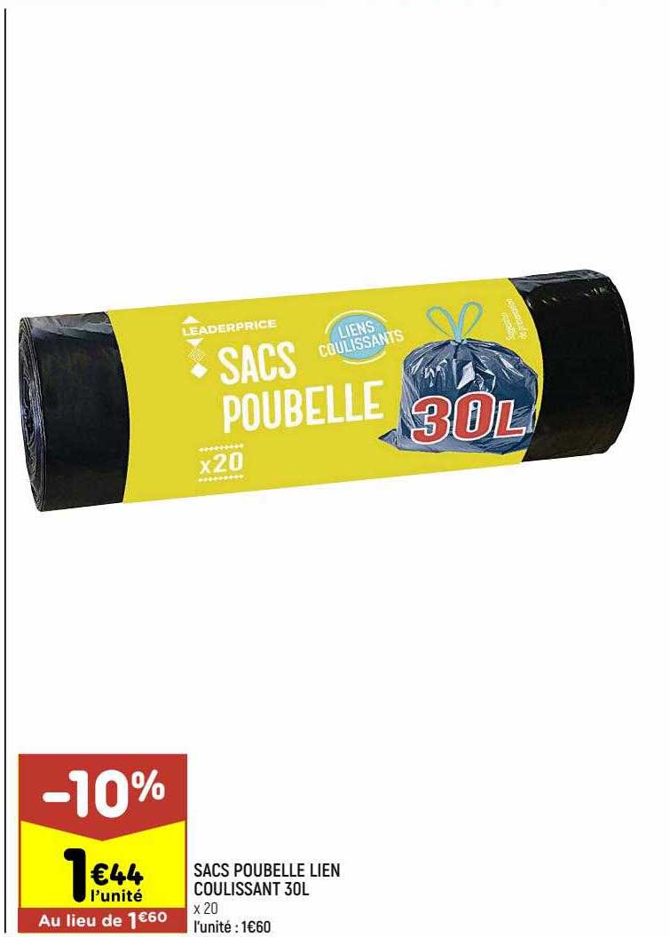 sacs poubelle lien coulissant 30l