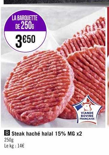 Steak Haché Halal 15% Mg X 2