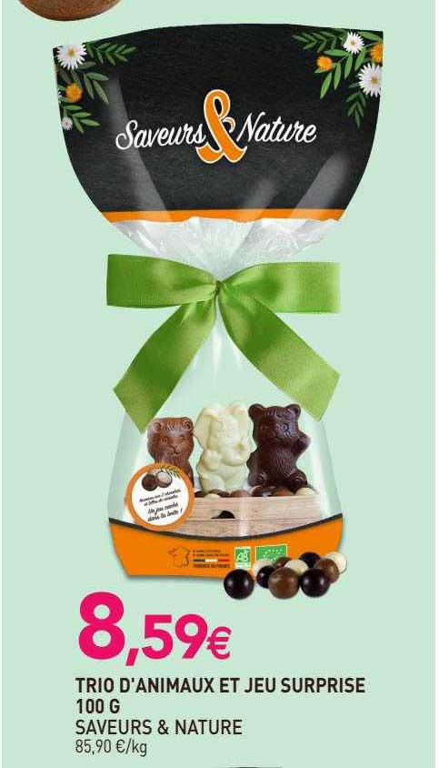 trio d'animaux et jeu surprise saveurs & nature 100 g