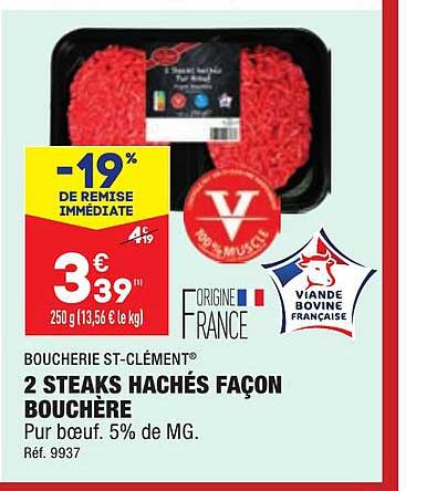 2 steaks hachés façon bouchère boucherie st-clément