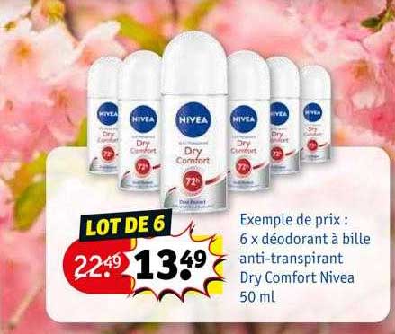 6 x déodorant à bille anti-transpirant dry comfort nivea 50ml