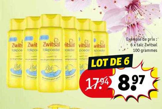 6 x talc zwitsal 100  grammes