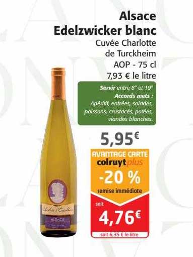 alsace edelzwicker blanc cuvée charlotte du turckheim aop