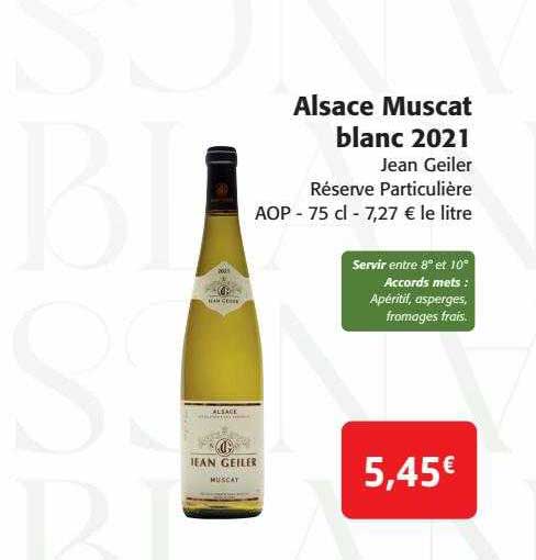 Alsace Muscat Blanc 2021 Jean Geiler Réserve Particulière Aop
