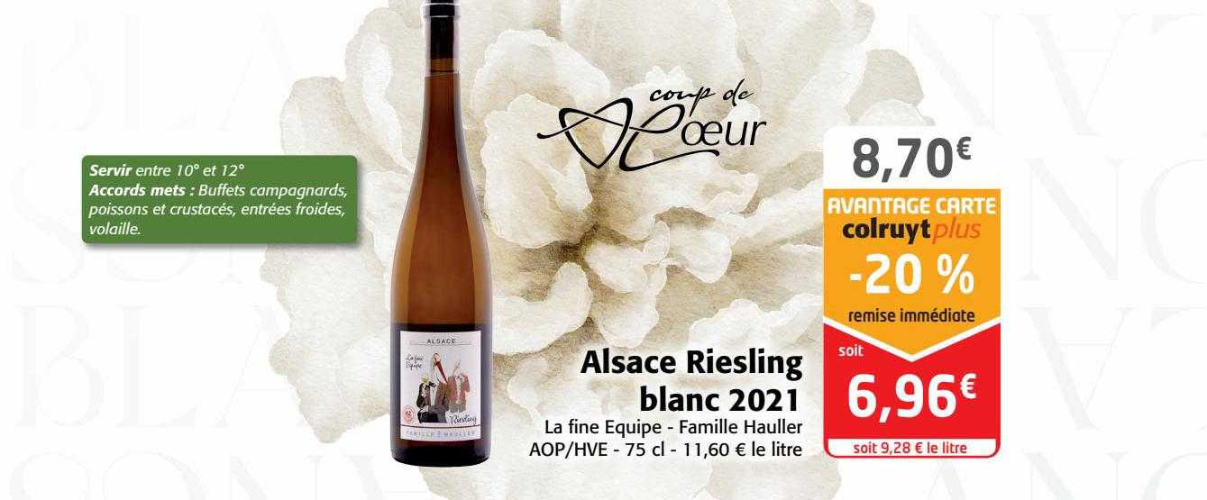 alsace riesling blanc 2021 la fine équipe - famille hauller aop-hve