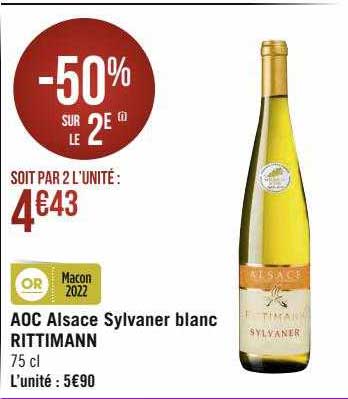 Aoc Alsace Sylvanner Blanc Rittimann