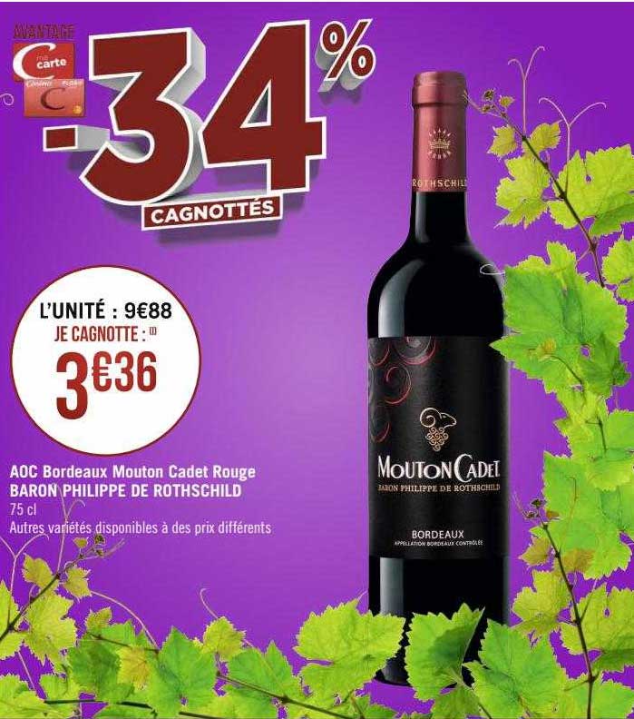 aoc bordeaux mouton cadet rouge baron philippe de rothschild