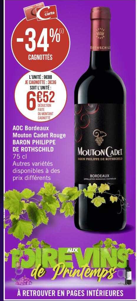 aoc bordeaux mouton cadet rouge baron philippe de rothschild