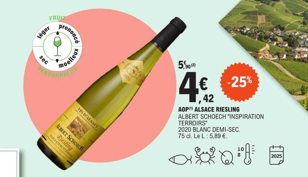 aop alsace riesling albert schoech "inspiration terroirs" 2020 blanc demi-sec