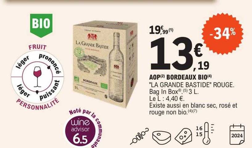 aop bordeaux bio "la grande bastide" rouge