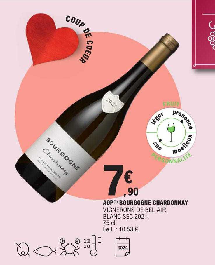 aop bourgogne chardonnay vignerons de bel air blanc sec 2021