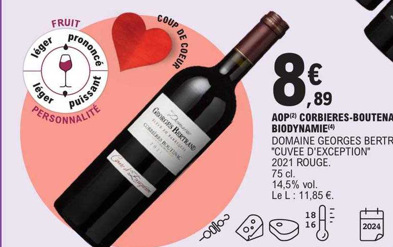 Aop Corbières-boutenac Biodynamie Domaine Georges Bertrand "cuvée D'exception" 2021 Rouge