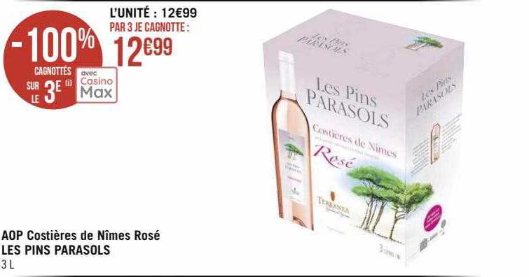 aop costières de nîmes rosé les pins parasols