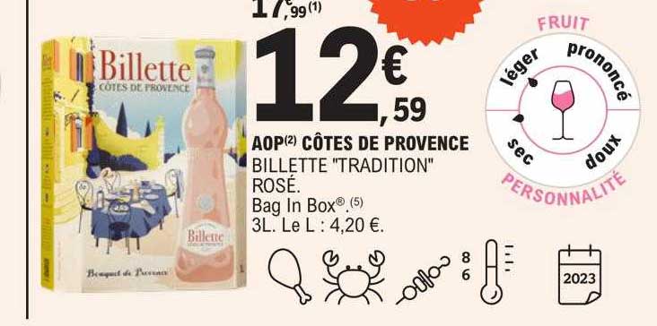 Aop Côtes De Provence Billette "tradition" Rosé