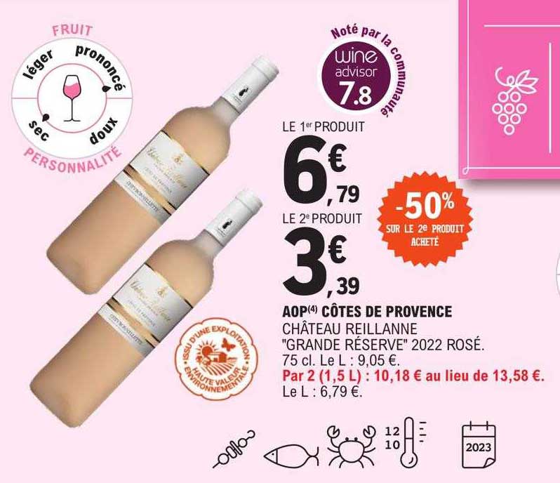 aop côtes de provence château reillanne "grande réserve" 2022 rosé