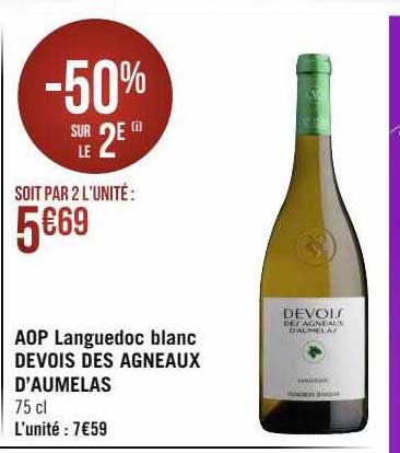 aop languedoc blanc devois des agneau d'aumelas