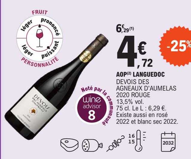 aop languedoc devois des agneaux d'aumelas 2020 roug