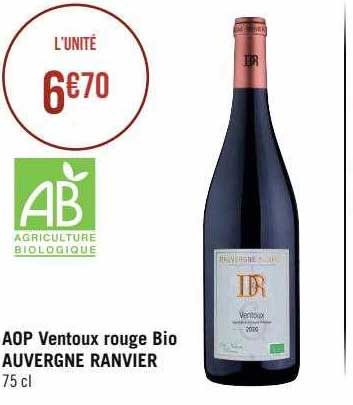 aop ventoux rouge bio auvergne ranvier
