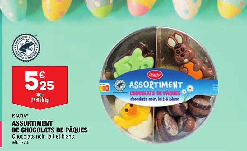 assortiment de chocolats de pâques isaura