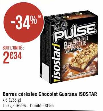 barres céréales chocolat guarana isostar