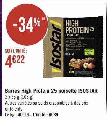 barres high protein 25 noisette isostar