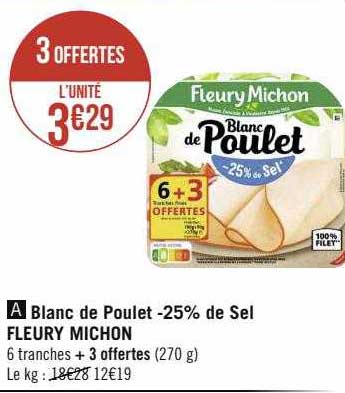 blanc de poulet -25% de sel fleury michon