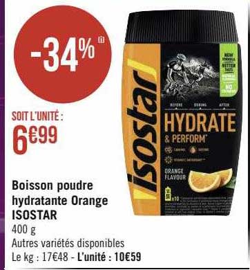 Boisson Poudre Hydratante Orange Isostar