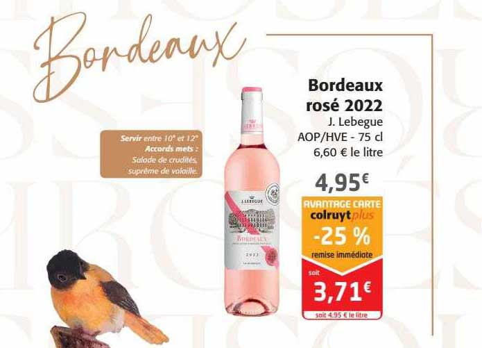 bordeaux rosé 2022 j.lebegue aop-hve