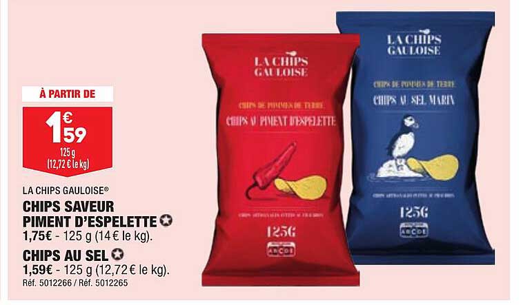 chips saveur piment d'espelette la chips gauloise, chips au sel la chips gauloise
