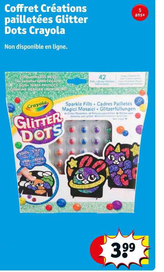 coffret créations pailletées glitter dots crayola