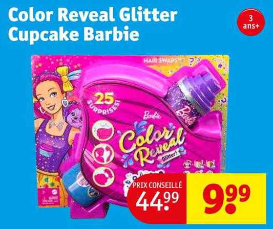 color reveal glitter cupcake barbie