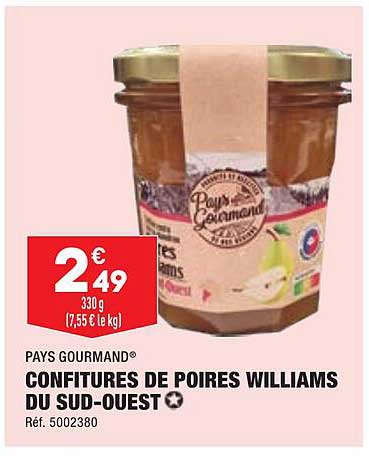 Confitures De Poires Williams Du Sud-ouest Pays Gourmand