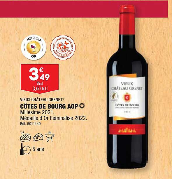 côtes de bourg aop vieux château grenet