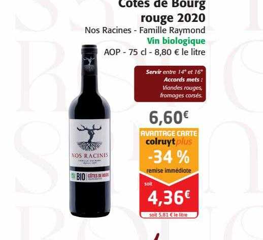 côtes de bourg rouge 2020 nos racines - famille raymond