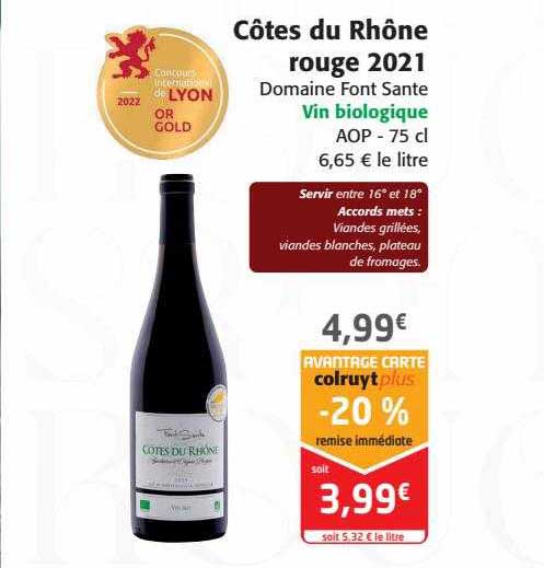 côtes du rhône rouge 2021 domaine font sante