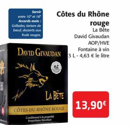 côtes du rhône rouge la bête david givaudan aop-hve