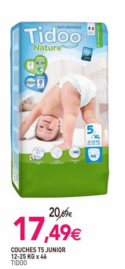 couches t5 junior 12-25 kg x 46 tidoo