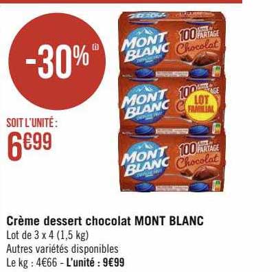 Crème Dessert Chocolat Mont Blanc