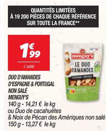 duo d'amandes d'espagne & portugal non salé menguy's