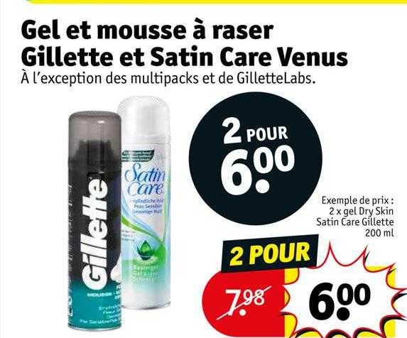 gel et mousse à raser gillette et satin care venus